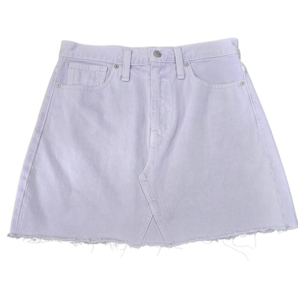 Madewell Garment Dyed Denim A-Line Skirt Women's Size 28‎ Lilac Purple Raw Hem - Picture 1 of 8